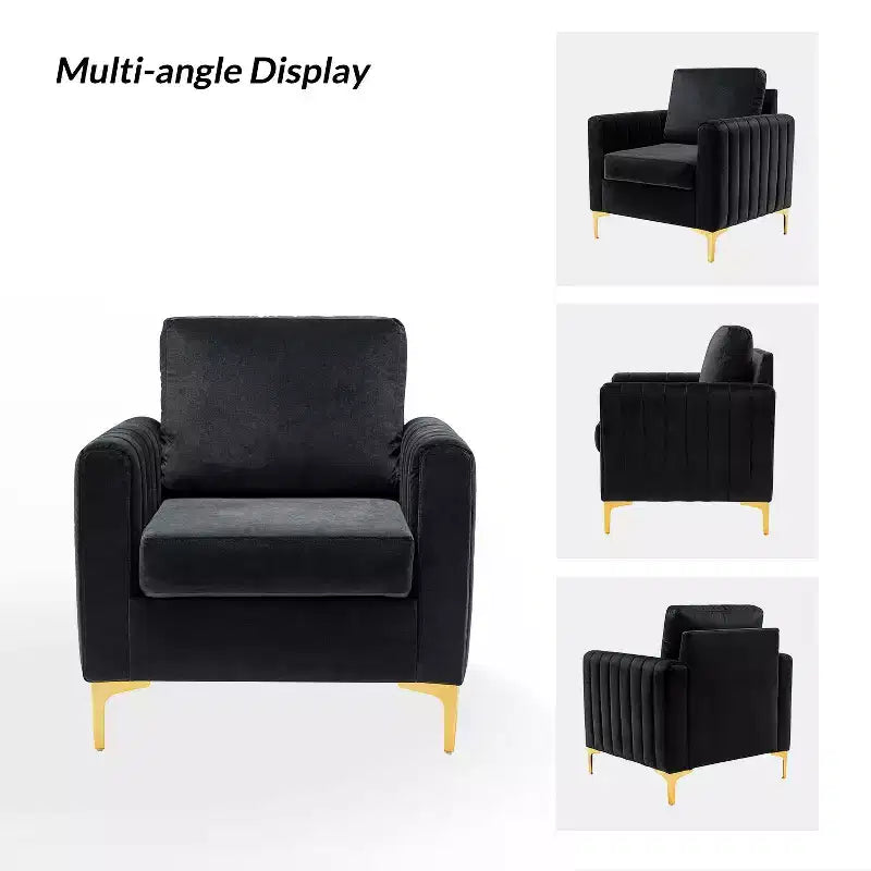 Iapygia Contemporary Tufted Wooden Upholstered Club Chair with Metal Legs for Bedroom and Living Room Club Chair| ART OF LIVING DESIGNS