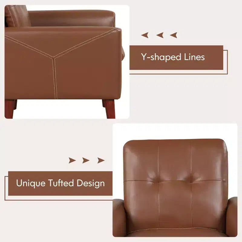 Costway Modern Accent Chair PU Leather Armchair Sofa Chair with Solid Wood Legs