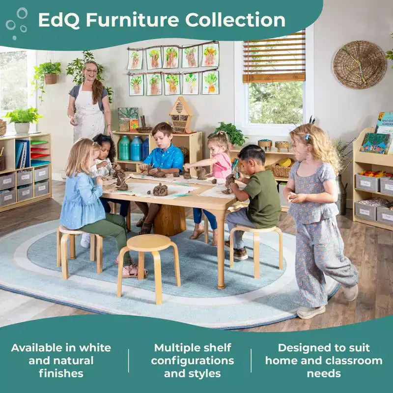 Guidecraft EdQ Book and Bin Browser: Wooden Bookcase with Tiered Shelves and Cubbies, Toddler Playroom Furniture and Cube Organizer