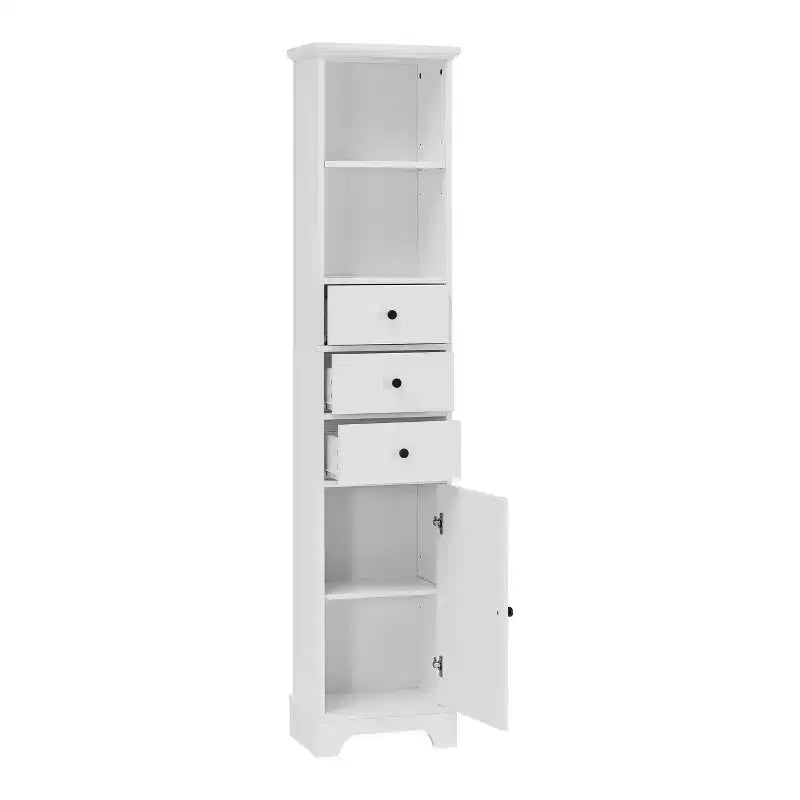 Tall Bathroom Cabinet with 3 Drawers and Adjustable Shelves - ModernLuxe