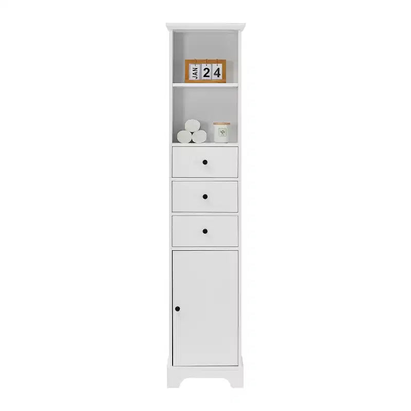 Tall Bathroom Cabinet with 3 Drawers and Adjustable Shelves - ModernLuxe
