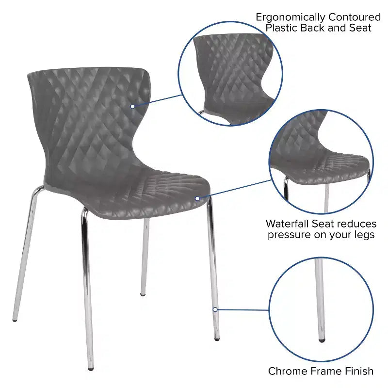 Emma and Oliver 4 Pack Contemporary Design Plastic Stack Chair