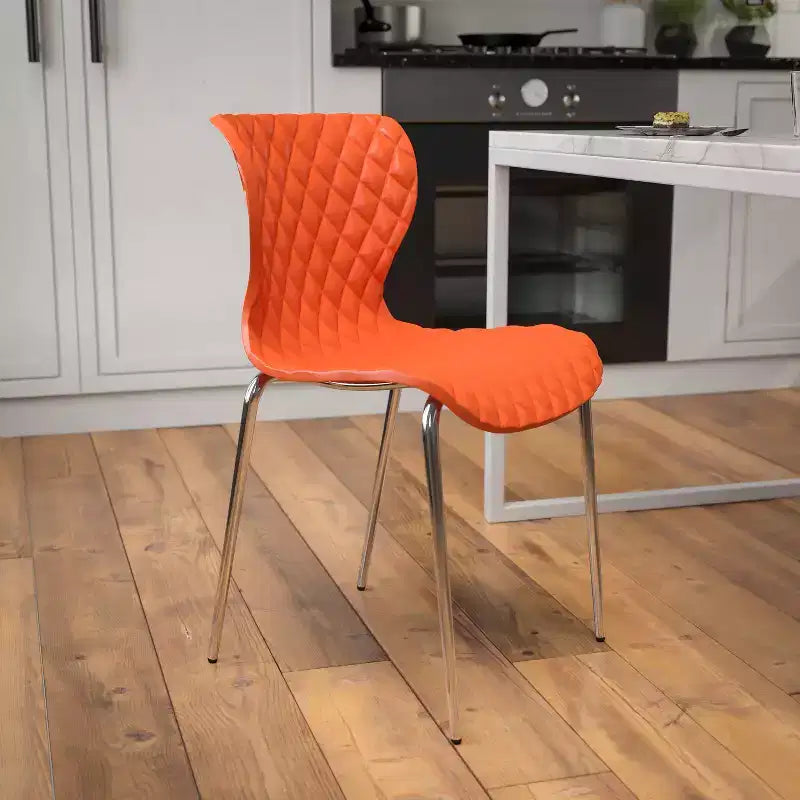 Emma and Oliver 4 Pack Contemporary Design Plastic Stack Chair