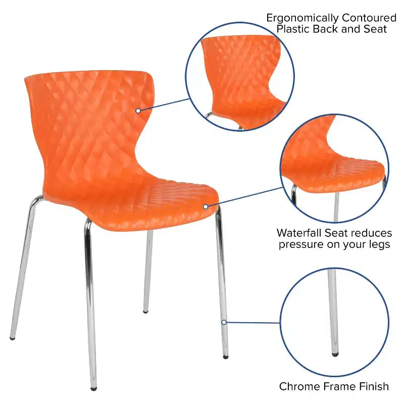 Emma and Oliver 4 Pack Contemporary Design Plastic Stack Chair