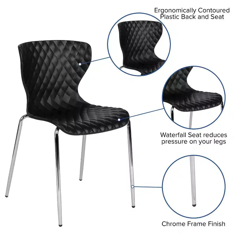 Emma and Oliver 4 Pack Contemporary Design Plastic Stack Chair