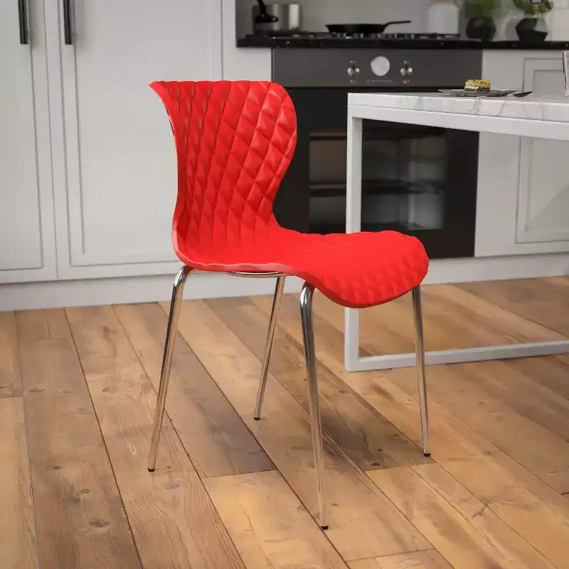 Emma and Oliver 4 Pack Contemporary Design Plastic Stack Chair