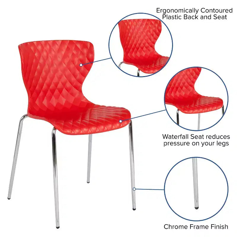 Emma and Oliver 4 Pack Contemporary Design Plastic Stack Chair