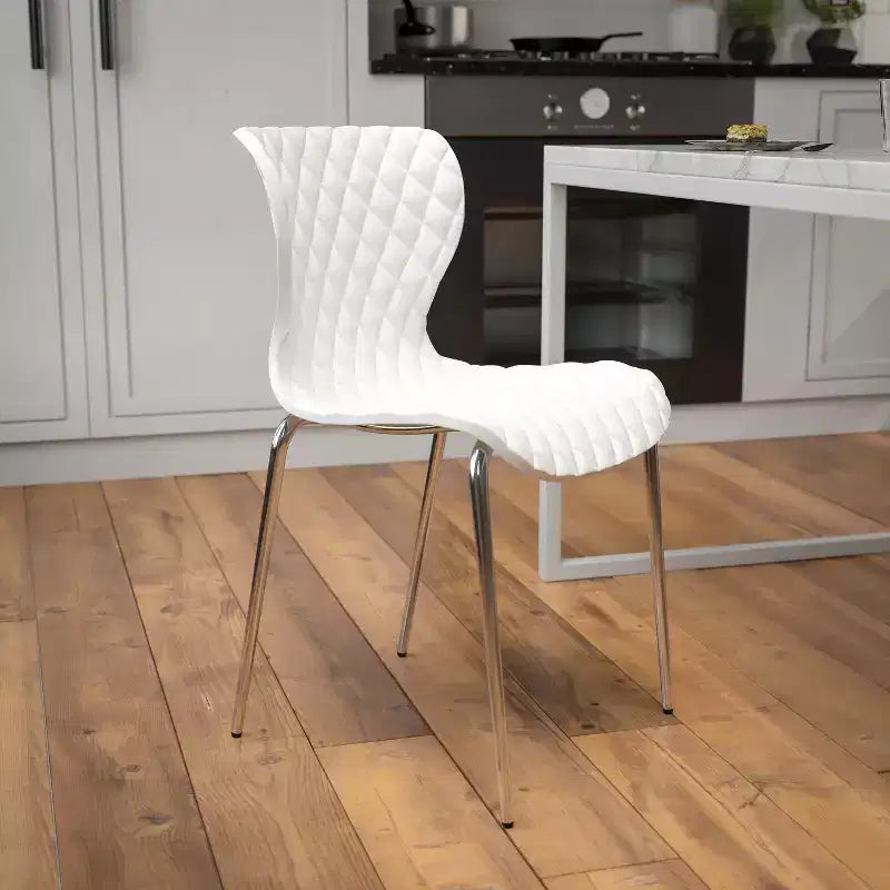 Emma and Oliver 4 Pack Contemporary Design Plastic Stack Chair