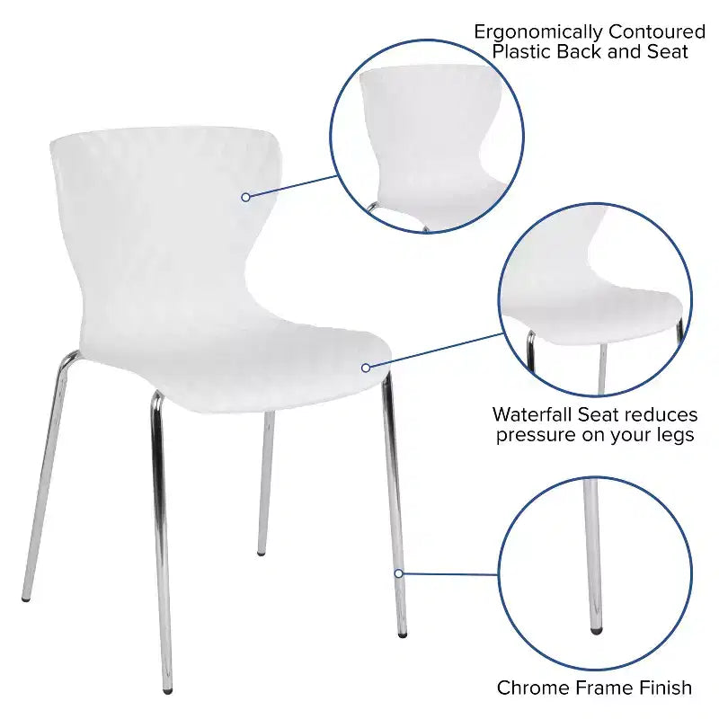 Emma and Oliver 4 Pack Contemporary Design Plastic Stack Chair