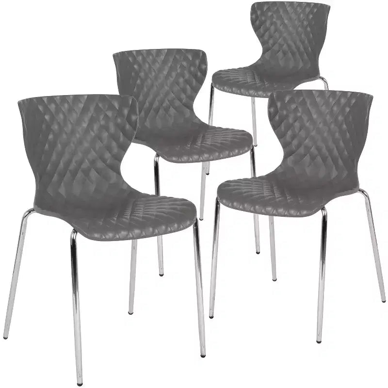 Emma and Oliver 4 Pack Contemporary Design Plastic Stack Chair