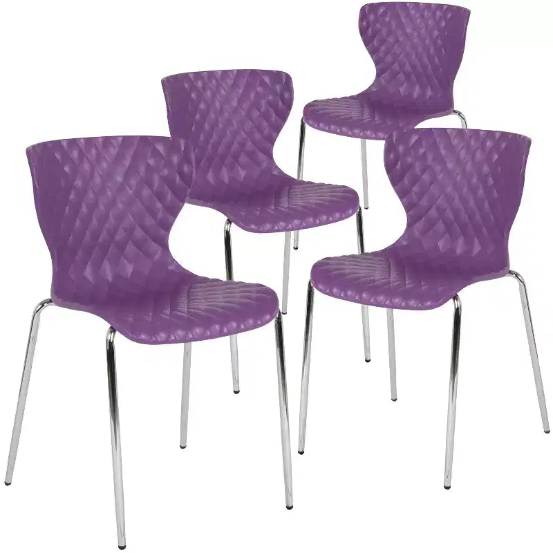Emma and Oliver 4 Pack Contemporary Design Plastic Stack Chair
