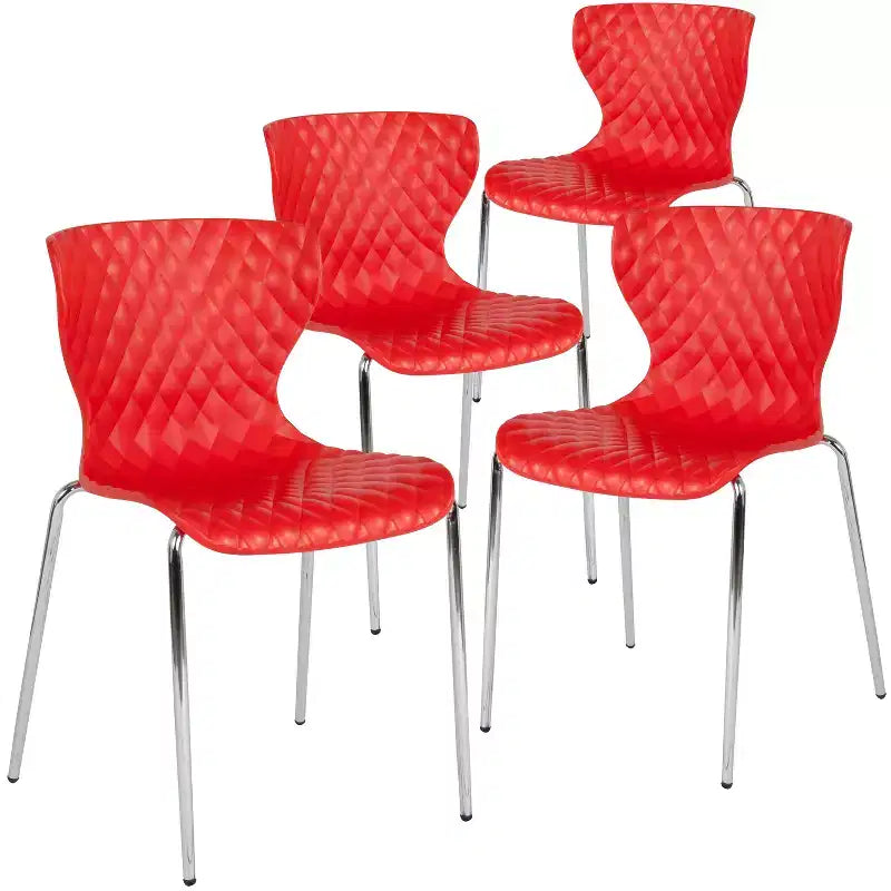 Emma and Oliver 4 Pack Contemporary Design Plastic Stack Chair