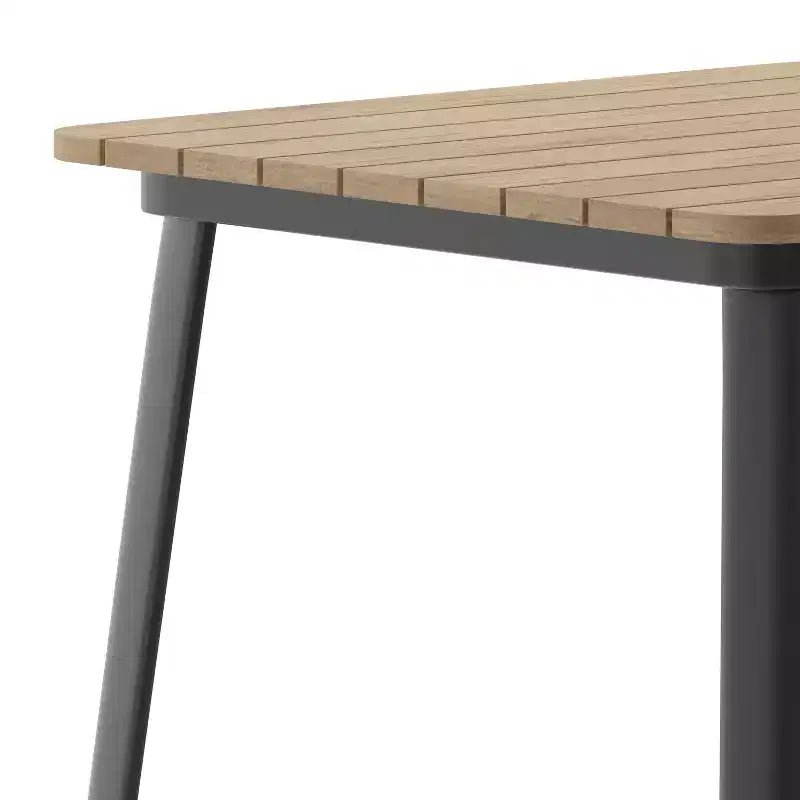 Merrick Lane Indoor/Outdoor Bar Top Table, 31.5 Square All Weather Poly Resin Top with Steel base