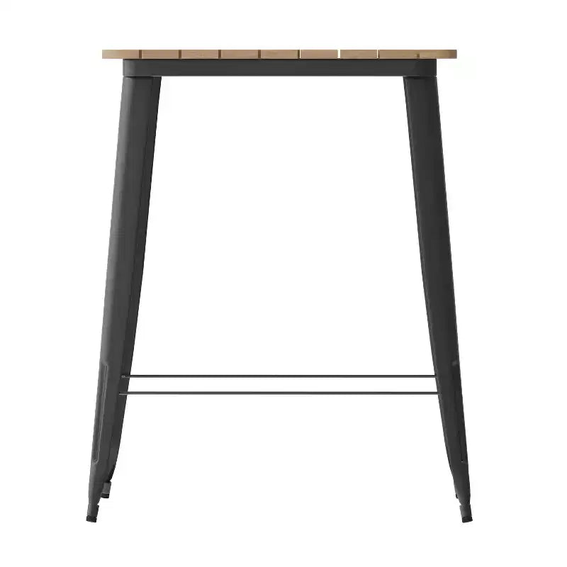 Merrick Lane Indoor/Outdoor Bar Top Table, 31.5 Square All Weather Poly Resin Top with Steel base