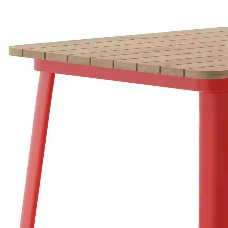 Merrick Lane Indoor/Outdoor Bar Top Table, 31.5 Square All Weather Poly Resin Top with Steel base