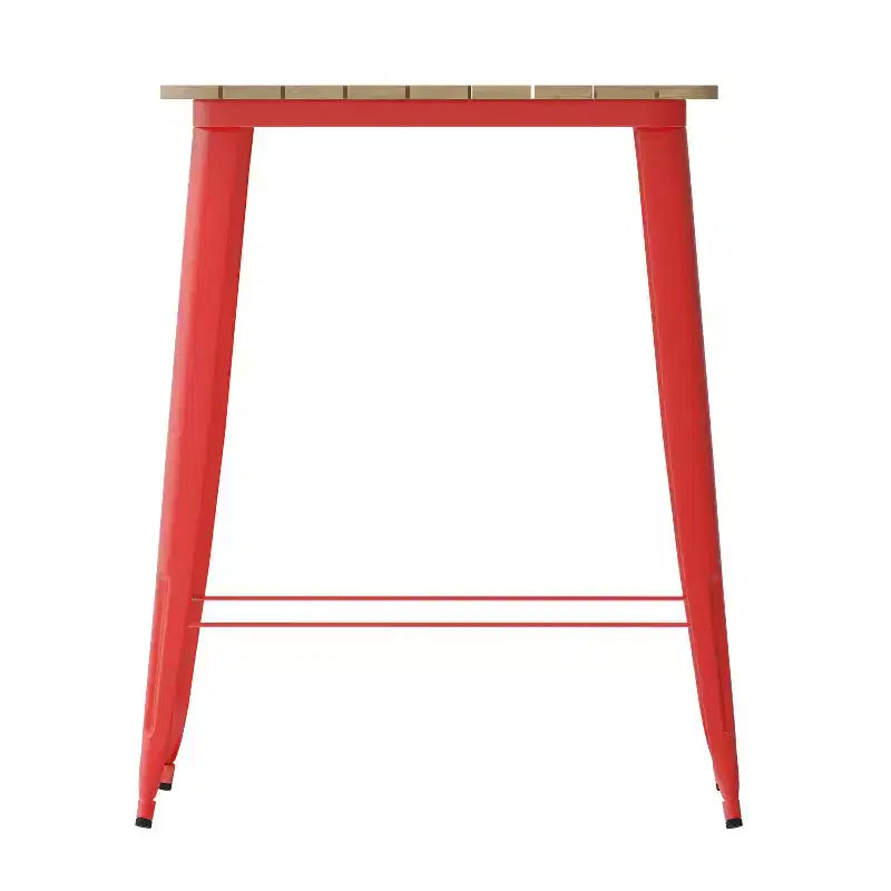 Merrick Lane Indoor/Outdoor Bar Top Table, 31.5 Square All Weather Poly Resin Top with Steel base