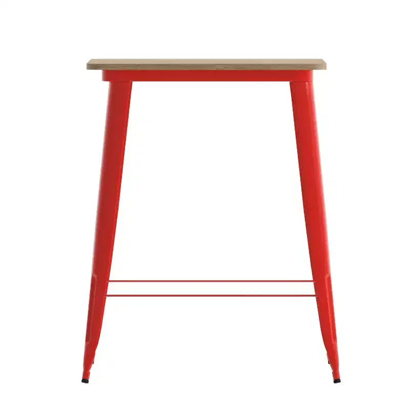 Merrick Lane Indoor/Outdoor Bar Top Table, 31.5 Square All Weather Poly Resin Top with Steel base