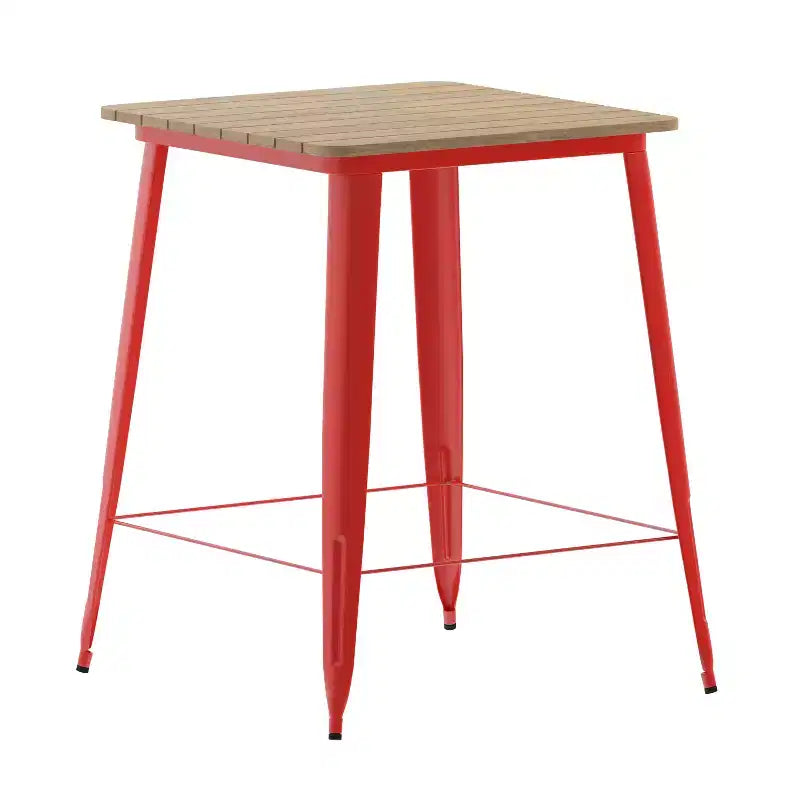 Merrick Lane Indoor/Outdoor Bar Top Table, 31.5 Square All Weather Poly Resin Top with Steel base