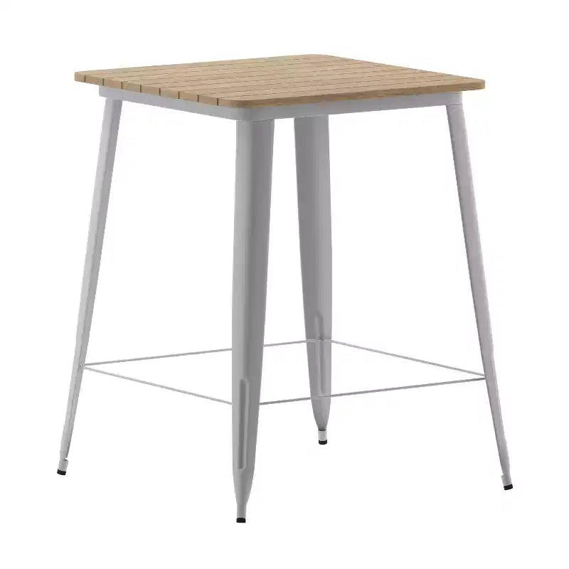 Merrick Lane Indoor/Outdoor Bar Top Table, 31.5 Square All Weather Poly Resin Top with Steel base