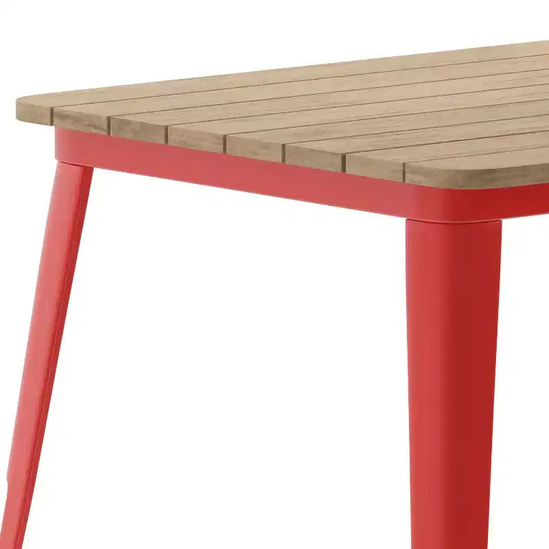 Merrick Lane Indoor/Outdoor Dining Table with Umbrella Hole, 30 x 60 All Weather Poly Resin Top and Steel Base