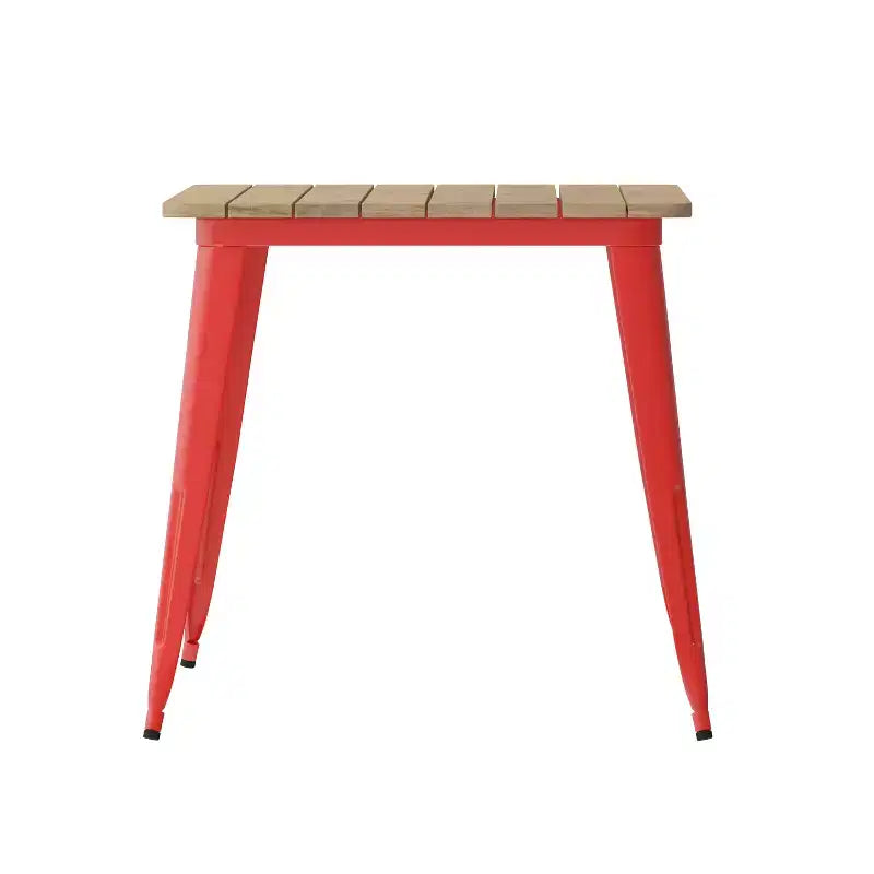 Merrick Lane Indoor/Outdoor Dining Table with Umbrella Hole, 30 x 60 All Weather Poly Resin Top and Steel Base
