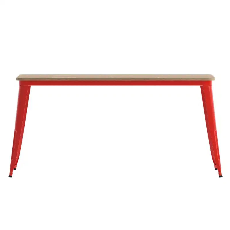 Merrick Lane Indoor/Outdoor Dining Table with Umbrella Hole, 30 x 60 All Weather Poly Resin Top and Steel Base