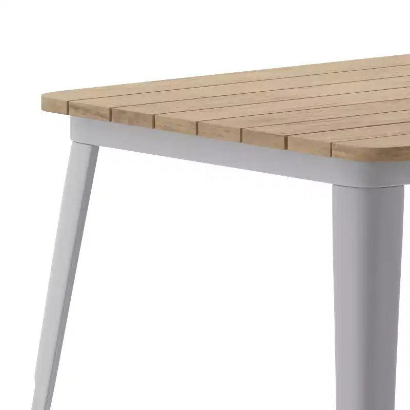 Merrick Lane Indoor/Outdoor Dining Table with Umbrella Hole, 30 x 60 All Weather Poly Resin Top and Steel Base