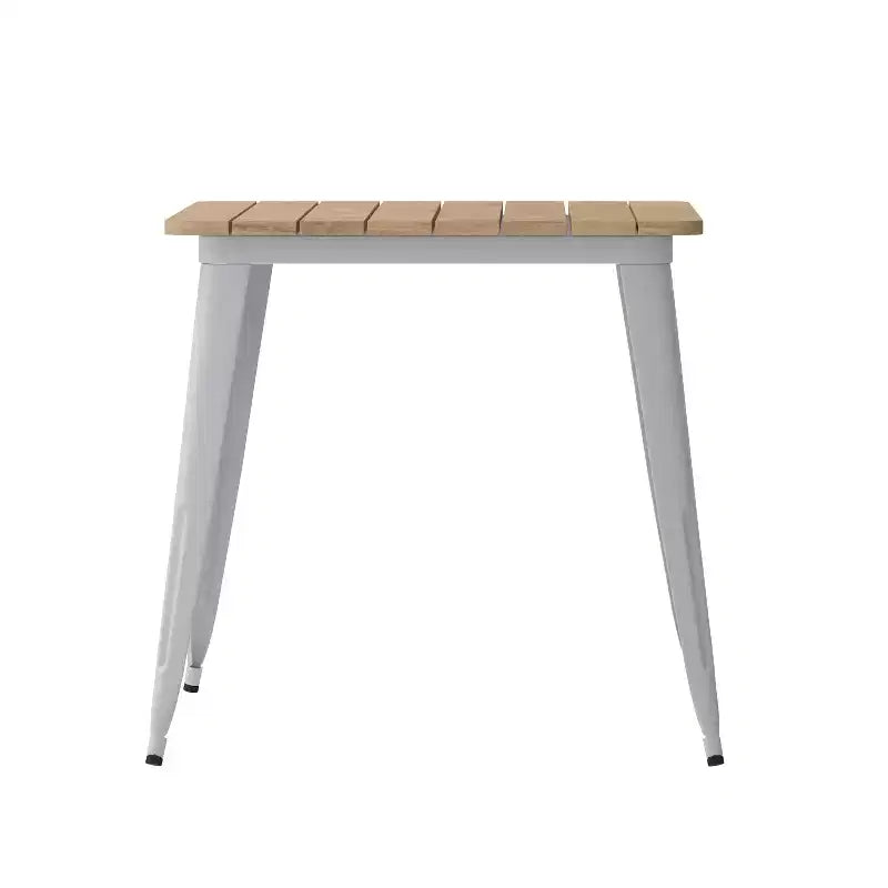 Merrick Lane Indoor/Outdoor Dining Table with Umbrella Hole, 30 x 60 All Weather Poly Resin Top and Steel Base