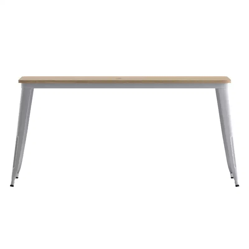 Merrick Lane Indoor/Outdoor Dining Table with Umbrella Hole, 30 x 60 All Weather Poly Resin Top and Steel Base