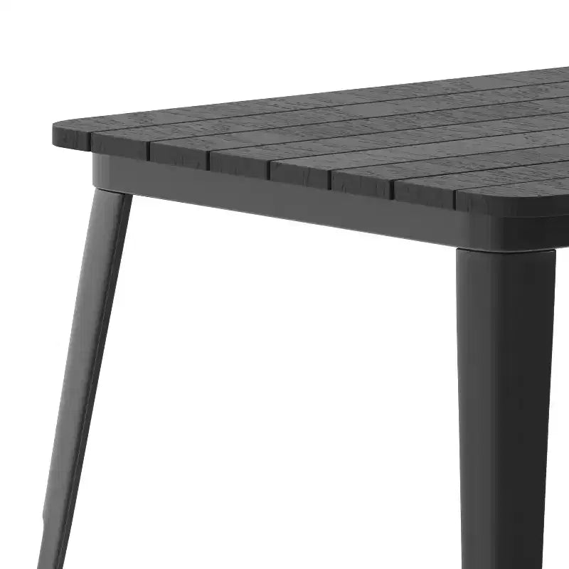 Merrick Lane Indoor/Outdoor Dining Table with Umbrella Hole, 30 x 60 All Weather Poly Resin Top and Steel Base