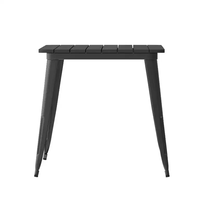 Merrick Lane Indoor/Outdoor Dining Table with Umbrella Hole, 30 x 60 All Weather Poly Resin Top and Steel Base
