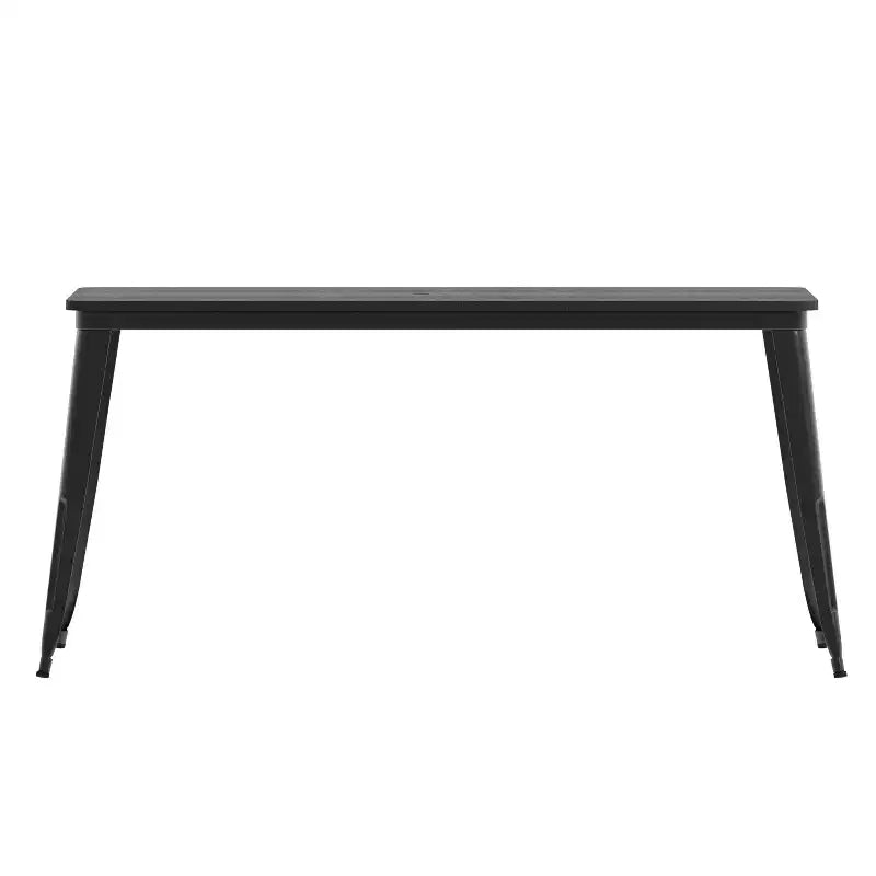 Merrick Lane Indoor/Outdoor Dining Table with Umbrella Hole, 30 x 60 All Weather Poly Resin Top and Steel Base