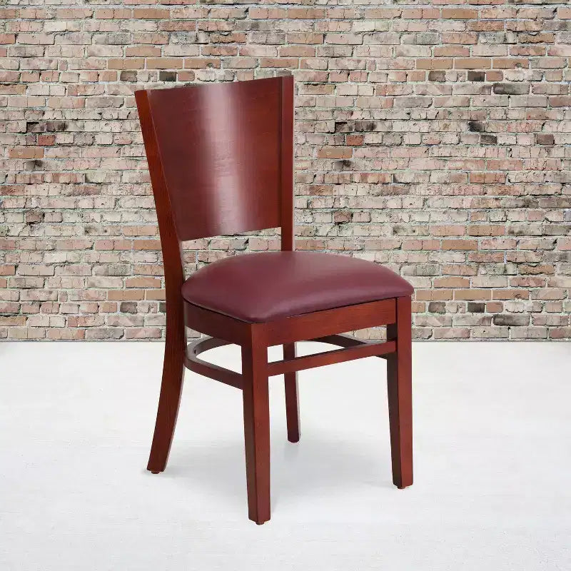 Emma and Oliver 2 Pack Solid Back Wooden Restaurant Chair