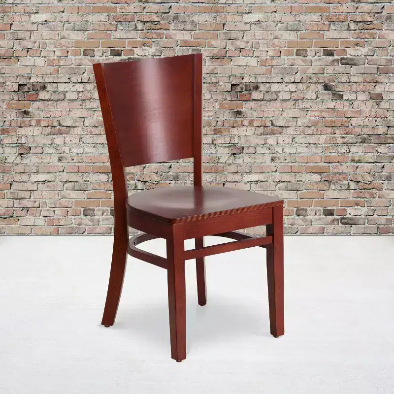 Emma and Oliver 2 Pack Solid Back Wooden Restaurant Chair