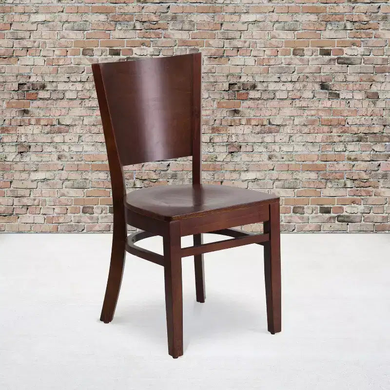 Emma and Oliver 2 Pack Solid Back Wooden Restaurant Chair