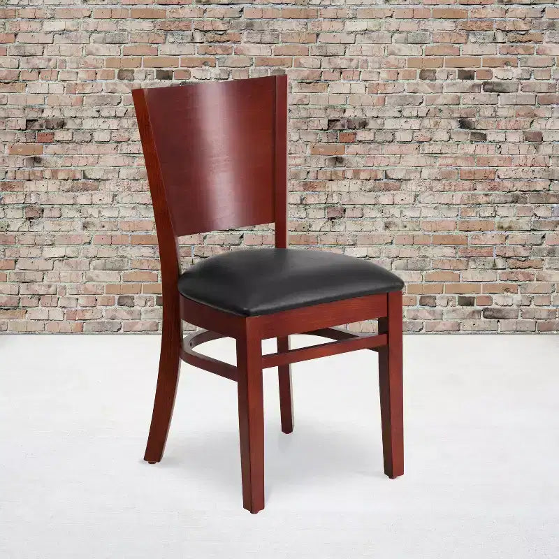Emma and Oliver 2 Pack Solid Back Wooden Restaurant Chair