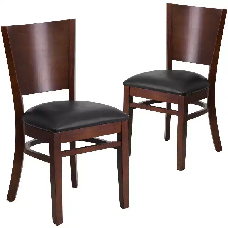Emma and Oliver 2 Pack Solid Back Wooden Restaurant Chair