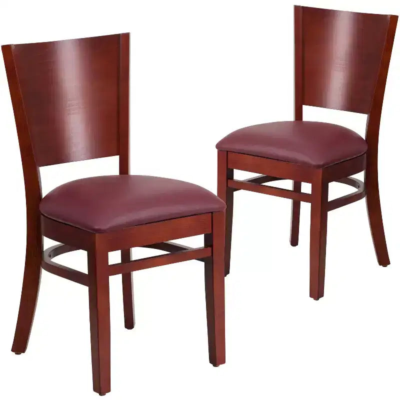 Emma and Oliver 2 Pack Solid Back Wooden Restaurant Chair