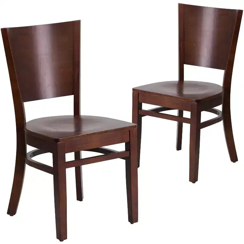 Emma and Oliver 2 Pack Solid Back Wooden Restaurant Chair
