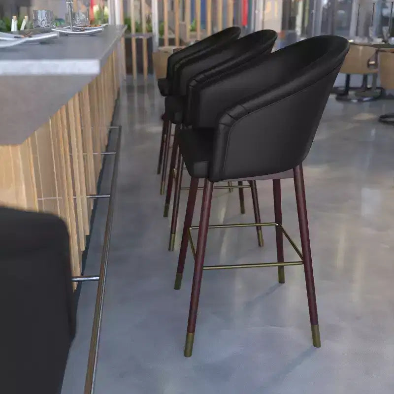 Emma and Oliver Upholstered Bar Height Dining Stool with Wood Frame