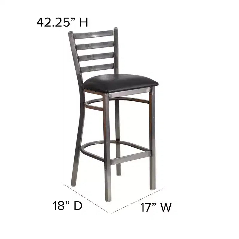 Emma and Oliver 2 Pack Clear Coated Ladder Back Metal Restaurant Barstool
