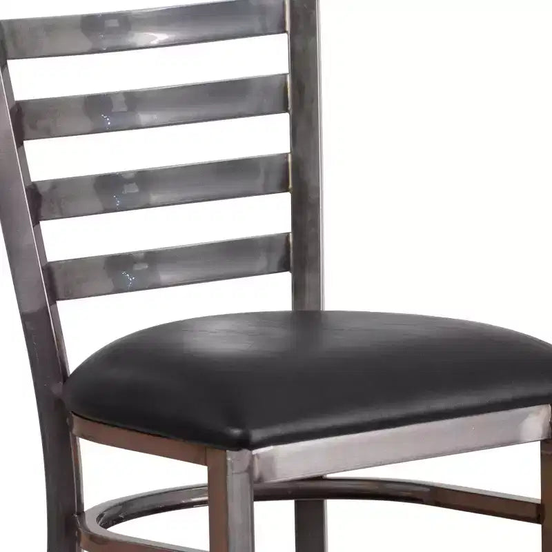 Emma and Oliver 2 Pack Clear Coated Ladder Back Metal Restaurant Barstool