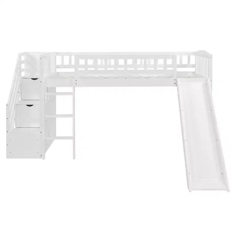 Twin Size Loft Bed with Two Drawers and Slides - ModernLuxe