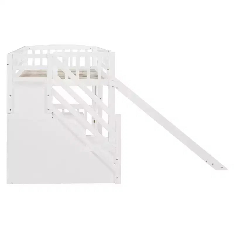 Twin Size Loft Bed with Two Drawers and Slides - ModernLuxe