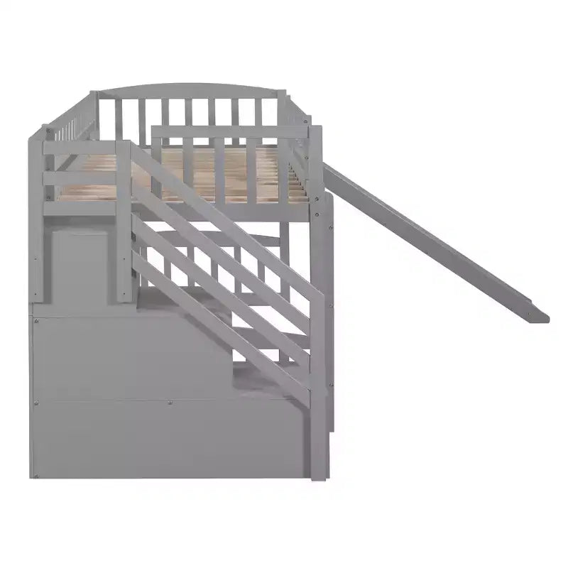 Twin Size Loft Bed with Two Drawers and Slides - ModernLuxe