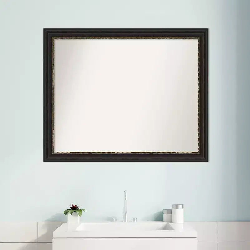 Amanti Art Accent Bronze Narrow Non-Beveled Bathroom Wall Mirror 25.5 x 31.5 in.