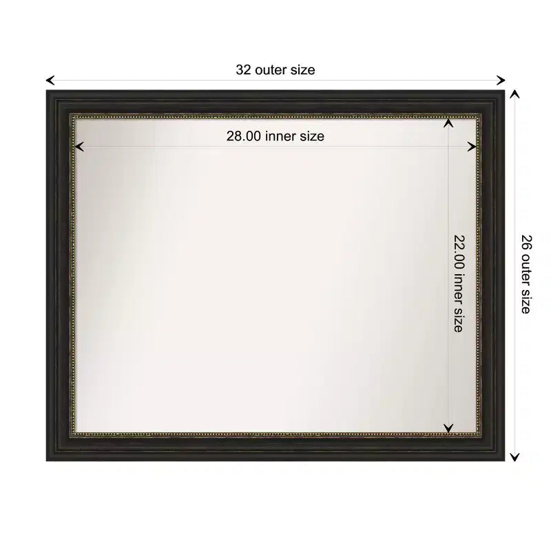 Amanti Art Accent Bronze Narrow Non-Beveled Bathroom Wall Mirror 25.5 x 31.5 in.