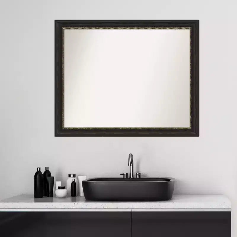 Amanti Art Accent Bronze Narrow Non-Beveled Bathroom Wall Mirror 25.5 x 31.5 in.