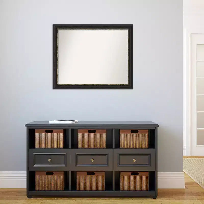 Amanti Art Accent Bronze Narrow Non-Beveled Bathroom Wall Mirror 25.5 x 31.5 in.