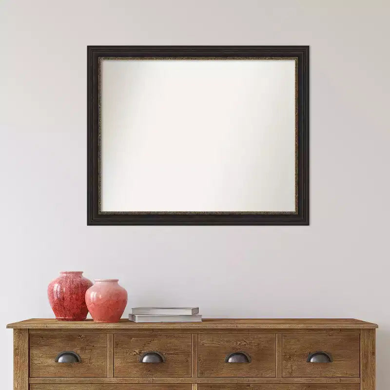Amanti Art Accent Bronze Narrow Non-Beveled Bathroom Wall Mirror 25.5 x 31.5 in.